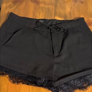 Forever 21 Black High-Waist Lace-Trim Shorts